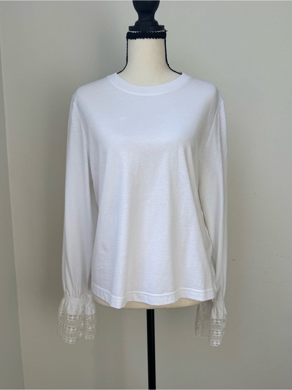 See by Chloé White Lace Bell Cuff Cotton Tee NWT Medium